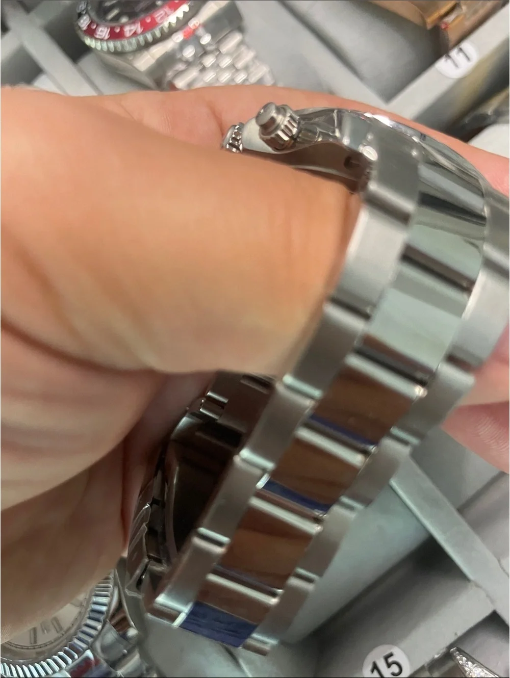 Stainless Steel Chronograph Watch with Black Dial stock 411